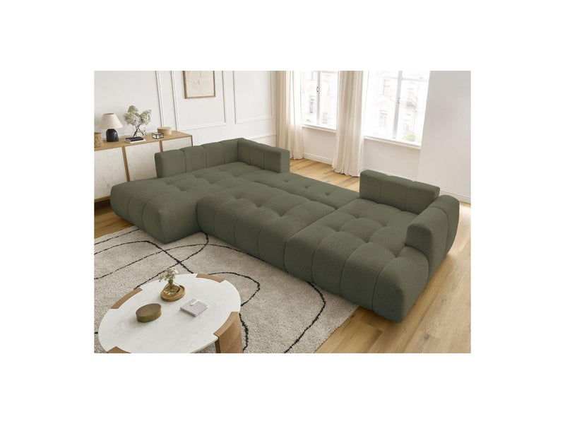 Canapé Panoramique Convertible - Fuji - Tissu Bouclette - Angle Droit