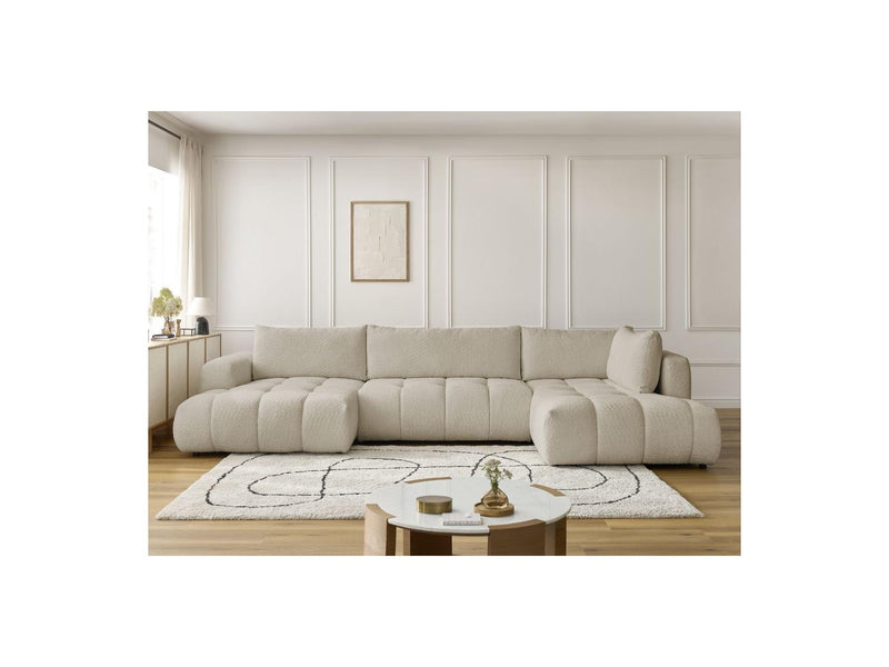 Canapé Panoramique Convertible - Fuji - Tissu Bouclette - Angle Gauche
