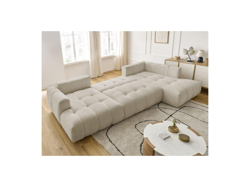 Canapé Panoramique Convertible - Fuji - Tissu Bouclette - Angle Gauche