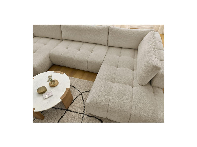 Canapé Panoramique Convertible - Fuji - Tissu Bouclette - Angle Gauche