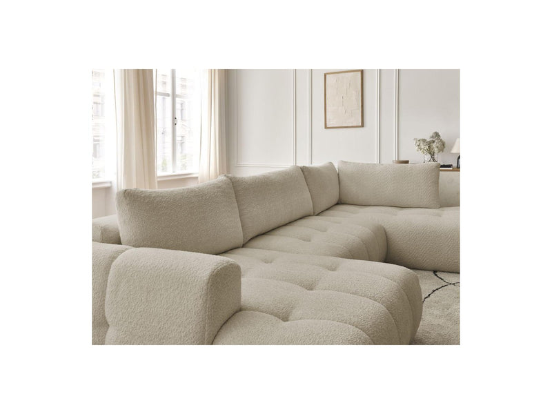 Canapé Panoramique Convertible - Fuji - Tissu Bouclette - Angle Gauche