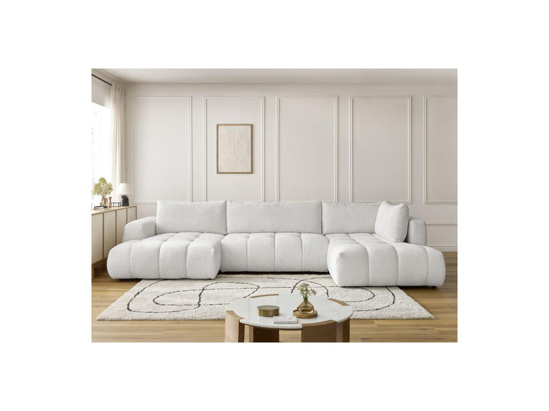Canapé Panoramique Convertible - Fuji - Tissu Bouclette - Angle Gauche