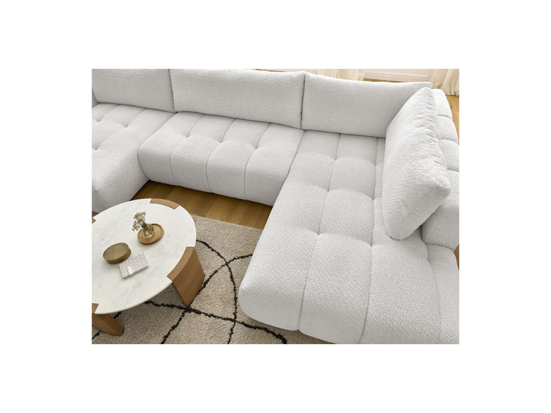 Canapé Panoramique Convertible - Fuji - Tissu Bouclette - Angle Gauche