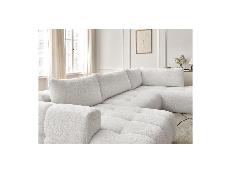 Canapé Panoramique Convertible - Fuji - Tissu Bouclette - Angle Gauche