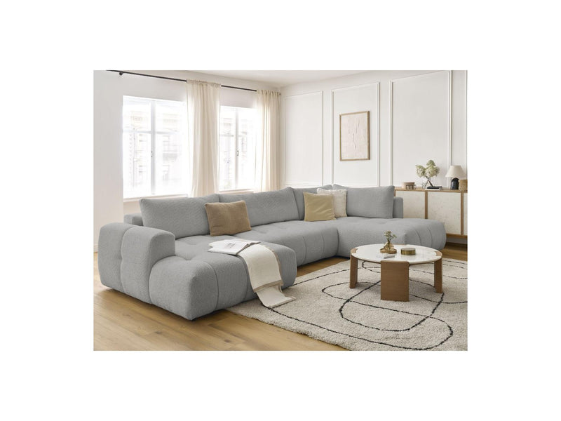 Canapé Panoramique Convertible - Fuji - Tissu Bouclette - Angle Gauche