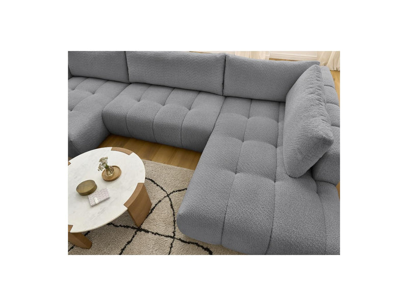 Canapé Panoramique Convertible - Fuji - Tissu Bouclette - Angle Gauche