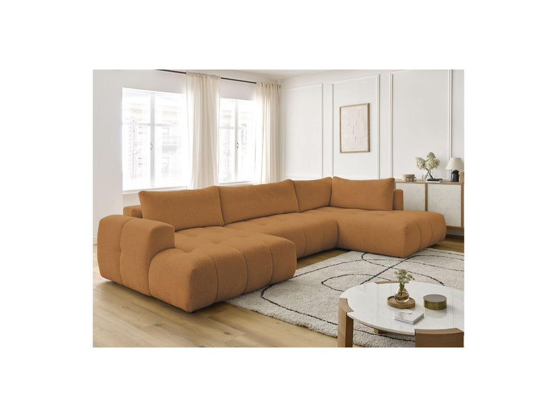 Canapé Panoramique Convertible - Fuji - Tissu Bouclette - Angle Gauche