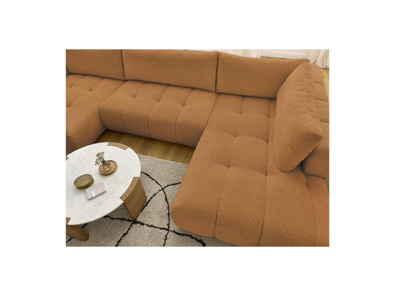 Canapé Panoramique Convertible - Fuji - Tissu Bouclette - Angle Gauche