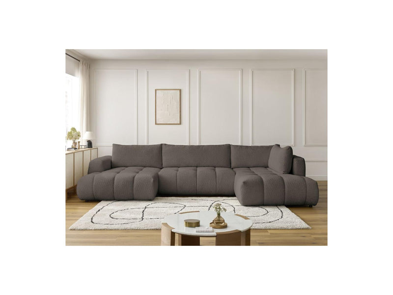 Canapé Panoramique Convertible - Fuji - Tissu Bouclette - Angle Gauche