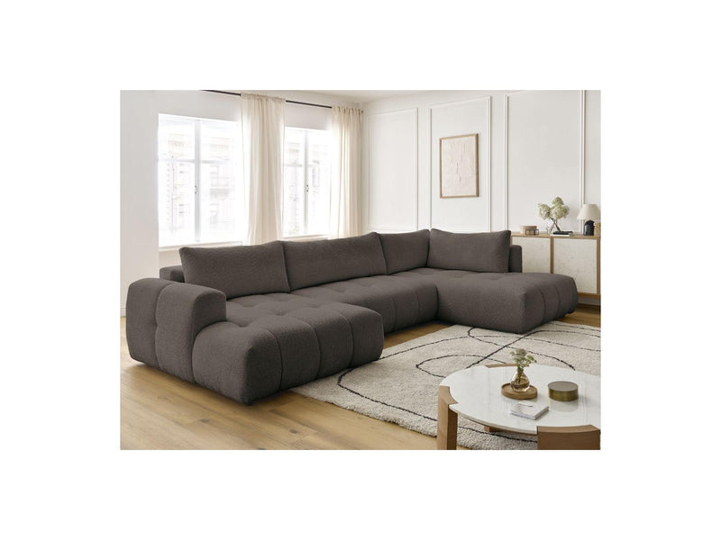 Canapé Panoramique Convertible - Fuji - Tissu Bouclette - Angle Gauche