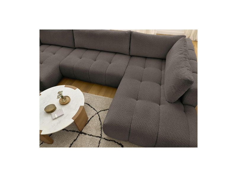 Canapé Panoramique Convertible - Fuji - Tissu Bouclette - Angle Gauche