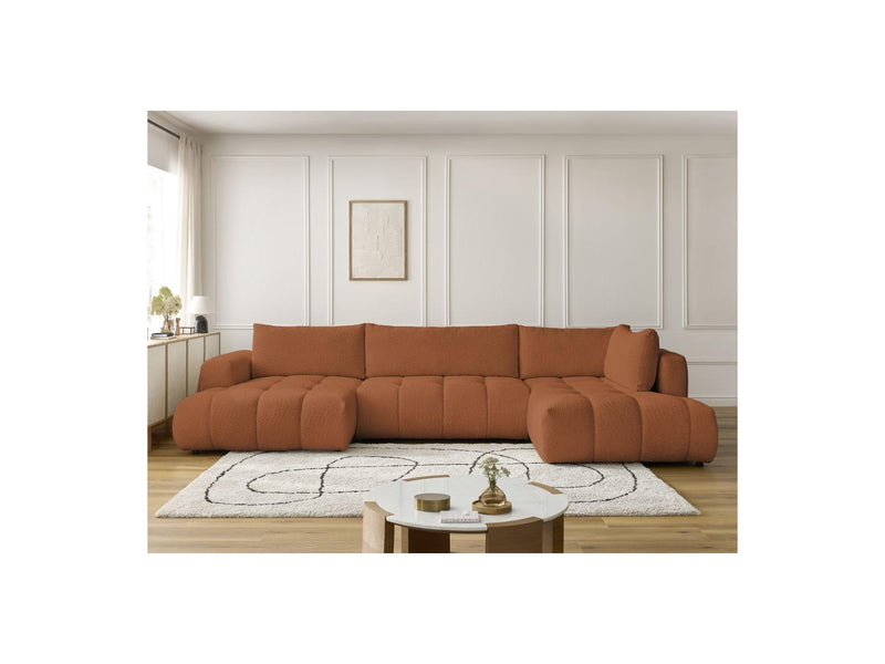 Canapé Panoramique Convertible - Fuji - Tissu Bouclette - Angle Gauche