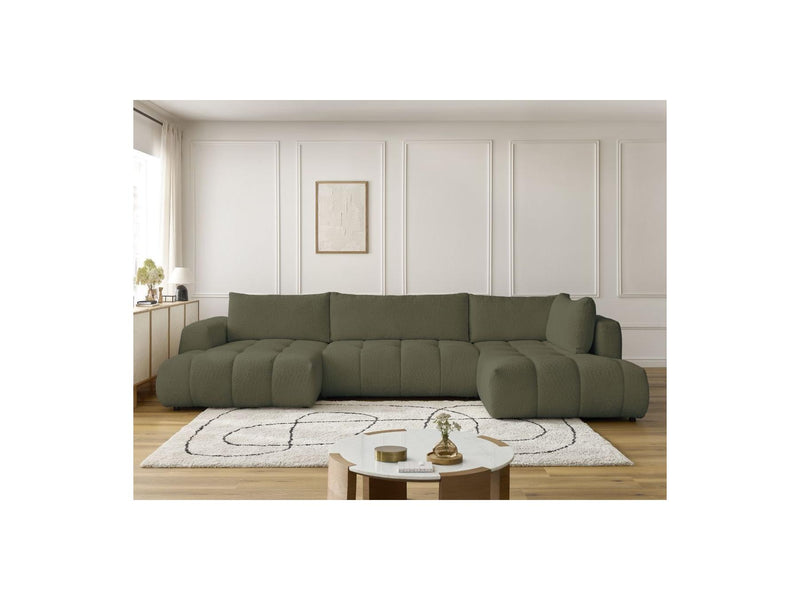 Canapé Panoramique Convertible - Fuji - Tissu Bouclette - Angle Gauche