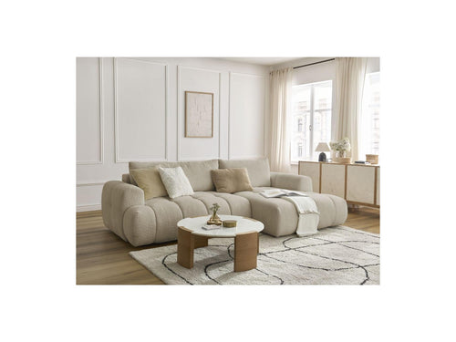 Canapé D'Angle Convertible - Fuji - Tissu Bouclette - Angle Droit