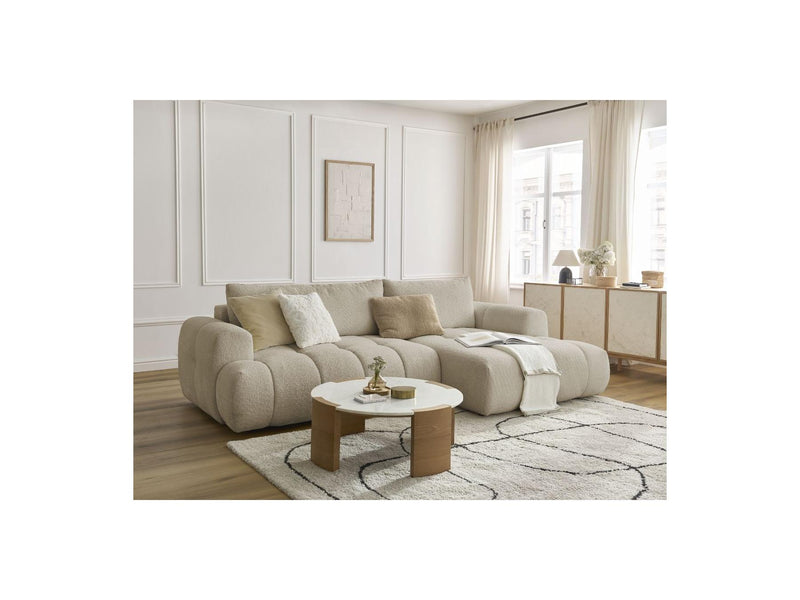 Canapé D'Angle Convertible - Fuji - Tissu Bouclette - Angle Droit