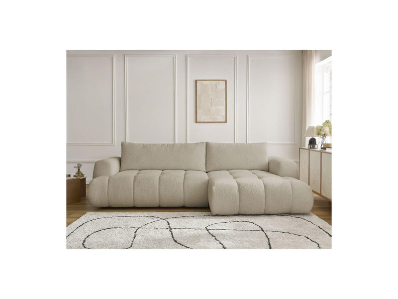 Canapé D'Angle Convertible - Fuji - Tissu Bouclette - Angle Droit