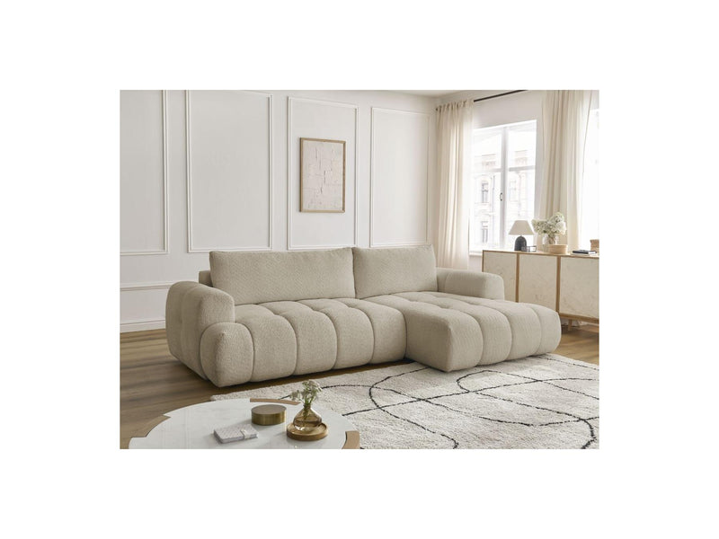 Canapé D'Angle Convertible - Fuji - Tissu Bouclette - Angle Droit