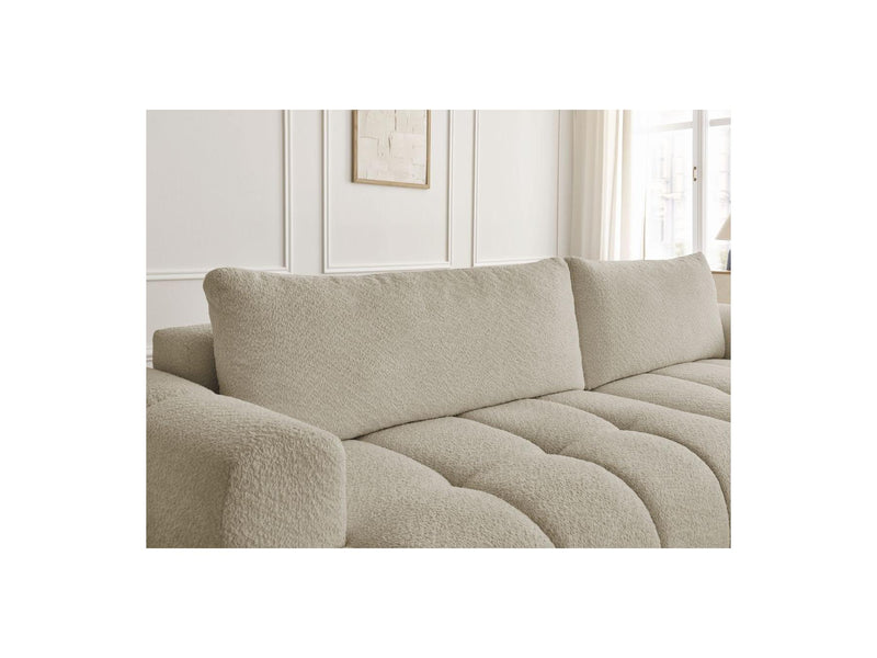 Canapé D'Angle Convertible - Fuji - Tissu Bouclette - Angle Droit