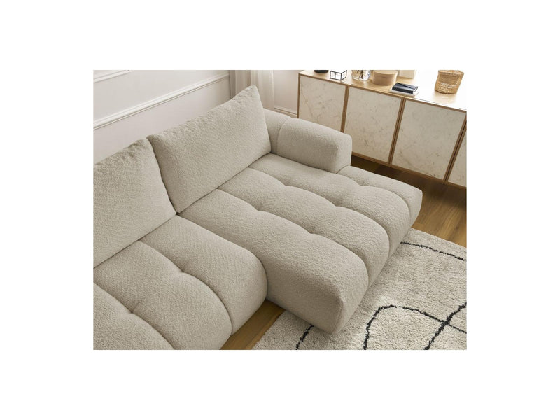 Canapé D'Angle Convertible - Fuji - Tissu Bouclette - Angle Droit