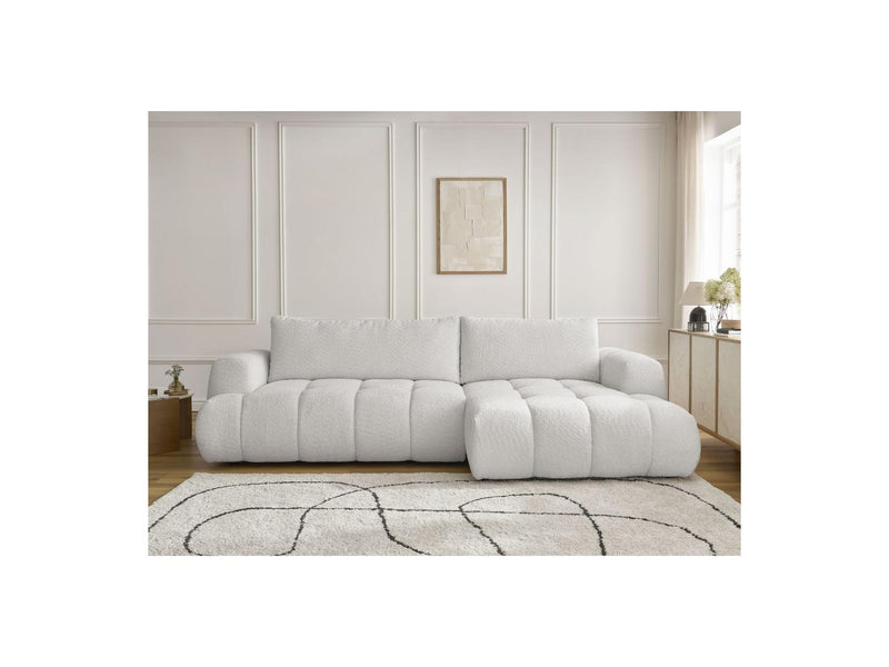 Canapé D'Angle Convertible - Fuji - Tissu Bouclette - Angle Droit