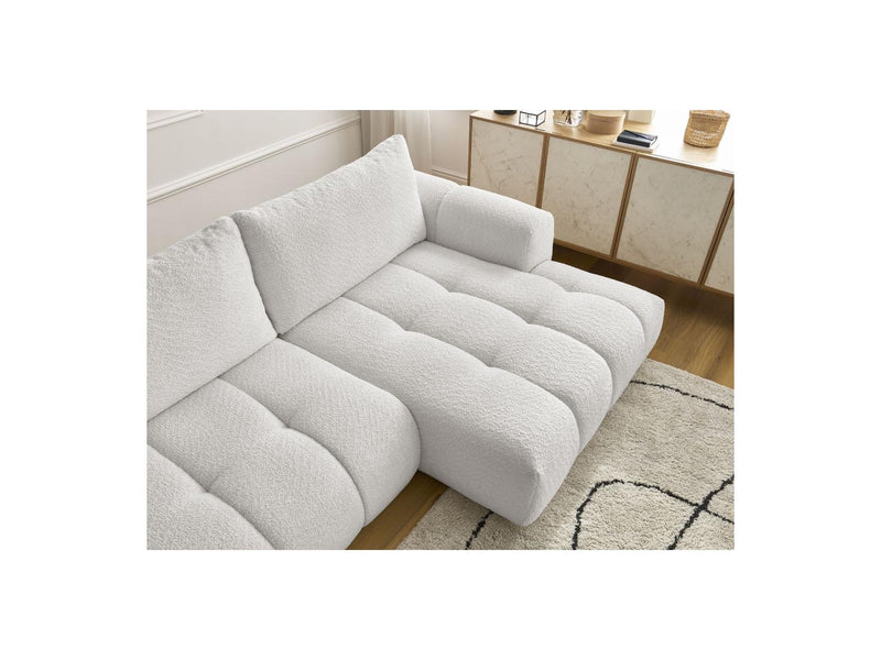 Canapé D'Angle Convertible - Fuji - Tissu Bouclette - Angle Droit