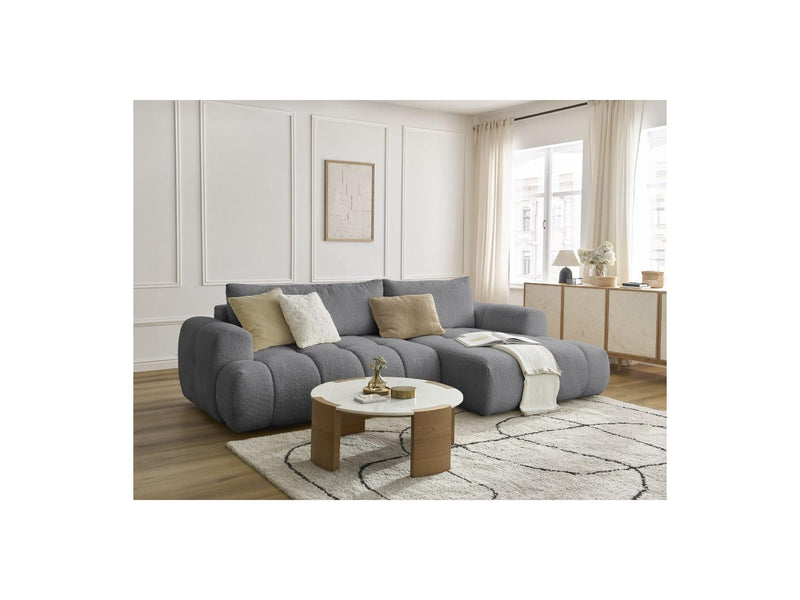 Canapé D'Angle Convertible - Fuji - Tissu Bouclette - Angle Droit