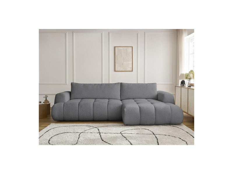 Canapé D'Angle Convertible - Fuji - Tissu Bouclette - Angle Droit