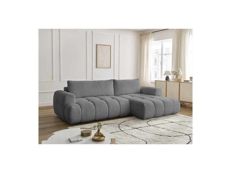 Canapé D'Angle Convertible - Fuji - Tissu Bouclette - Angle Droit