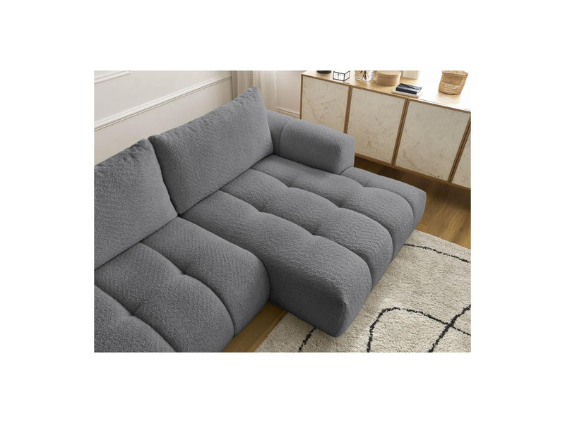 Canapé D'Angle Convertible - Fuji - Tissu Bouclette - Angle Droit