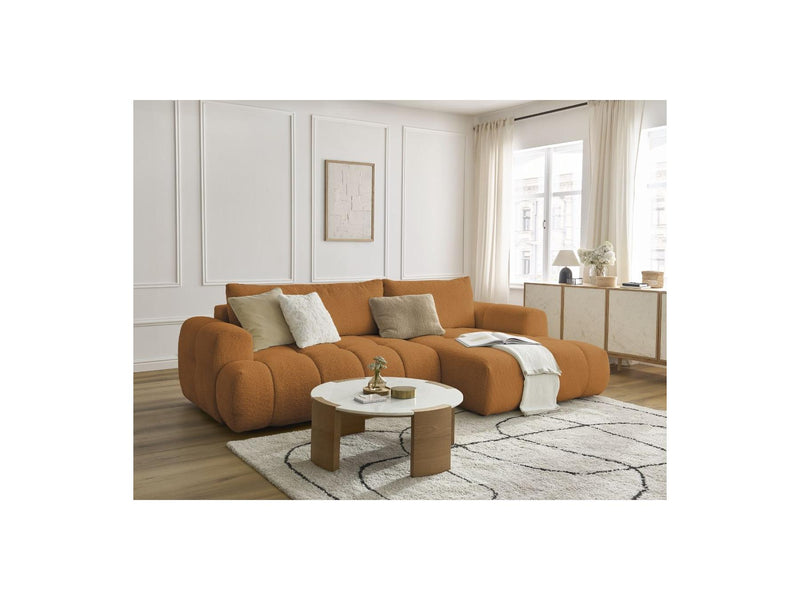 Canapé D'Angle Convertible - Fuji - Tissu Bouclette - Angle Droit