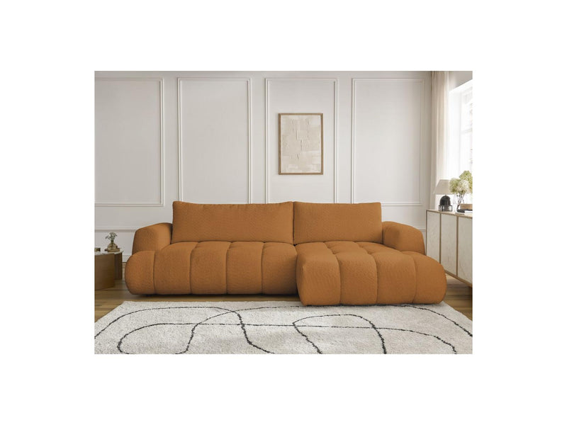 Canapé D'Angle Convertible - Fuji - Tissu Bouclette - Angle Droit