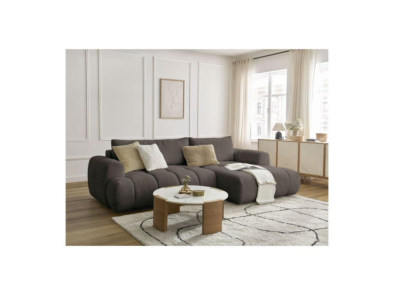 Canapé D'Angle Convertible - Fuji - Tissu Bouclette - Angle Droit