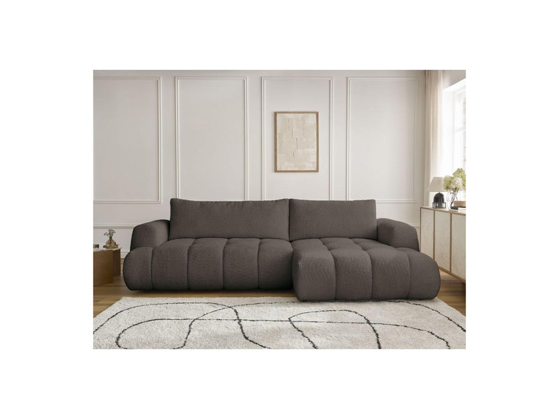 Canapé D'Angle Convertible - Fuji - Tissu Bouclette - Angle Droit