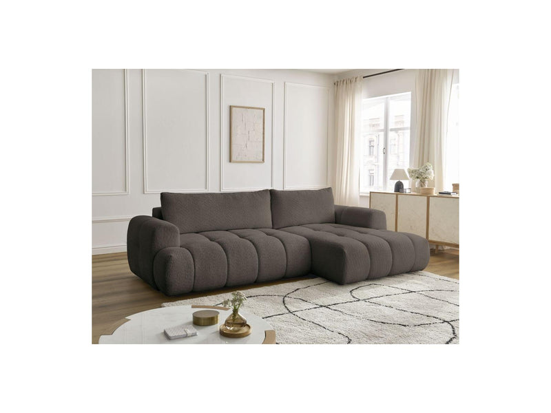 Canapé D'Angle Convertible - Fuji - Tissu Bouclette - Angle Droit