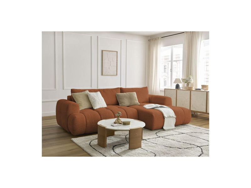 Canapé D'Angle Convertible - Fuji - Tissu Bouclette - Angle Droit