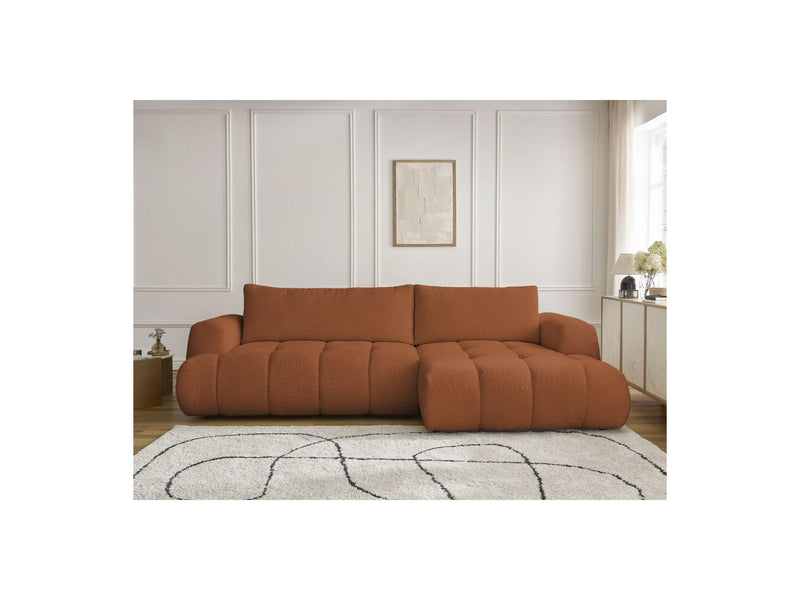 Canapé D'Angle Convertible - Fuji - Tissu Bouclette - Angle Droit