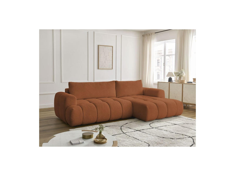 Canapé D'Angle Convertible - Fuji - Tissu Bouclette - Angle Droit