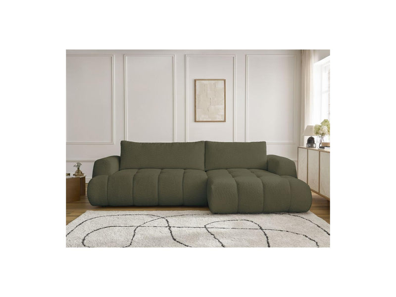 Canapé D'Angle Convertible - Fuji - Tissu Bouclette - Angle Droit