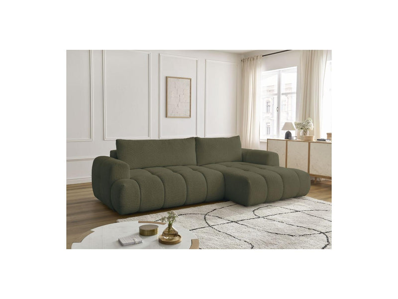 Canapé D'Angle Convertible - Fuji - Tissu Bouclette - Angle Droit
