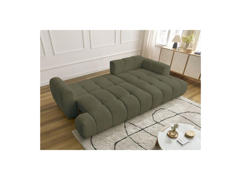 Canapé D'Angle Convertible - Fuji - Tissu Bouclette - Angle Droit