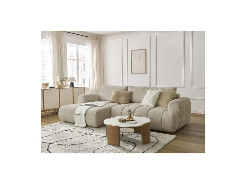 Canapé D'Angle Convertible - Fuji - Tissu Bouclette - Angle Gauche