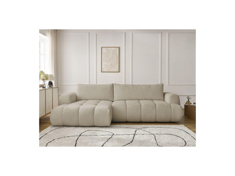 Canapé D'Angle Convertible - Fuji - Tissu Bouclette - Angle Gauche