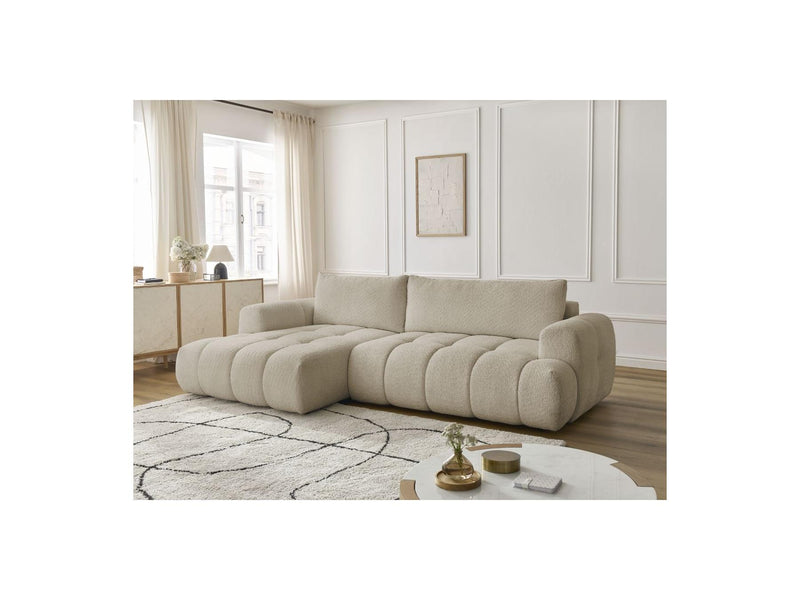 Canapé D'Angle Convertible - Fuji - Tissu Bouclette - Angle Gauche
