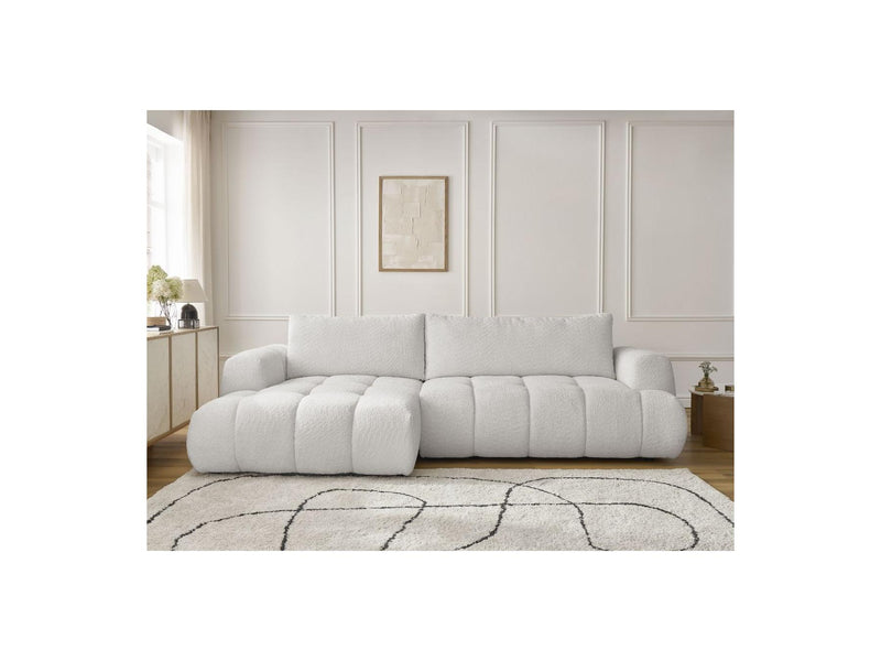 Canapé D'Angle Convertible - Fuji - Tissu Bouclette - Angle Gauche