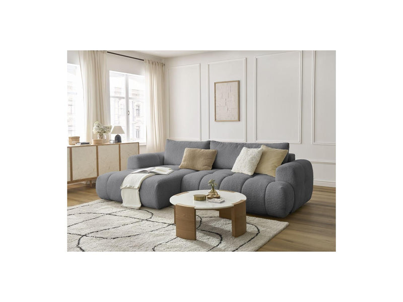Canapé D'Angle Convertible - Fuji - Tissu Bouclette - Angle Gauche