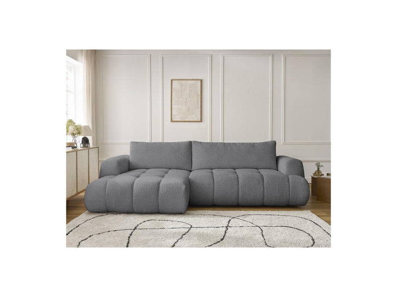 Canapé D'Angle Convertible - Fuji - Tissu Bouclette - Angle Gauche