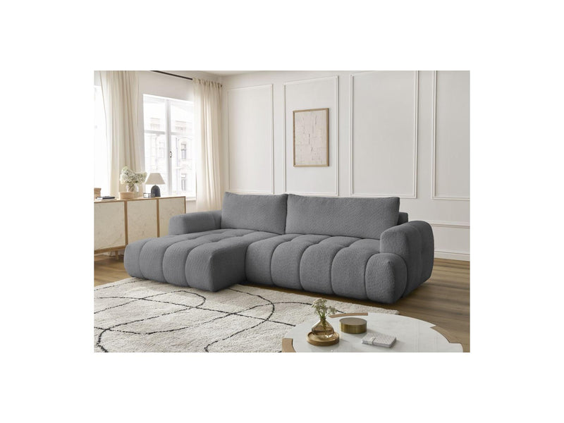 Canapé D'Angle Convertible - Fuji - Tissu Bouclette - Angle Gauche