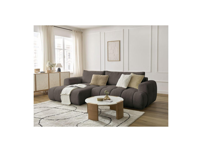 Canapé D'Angle Convertible - Fuji - Tissu Bouclette - Angle Gauche