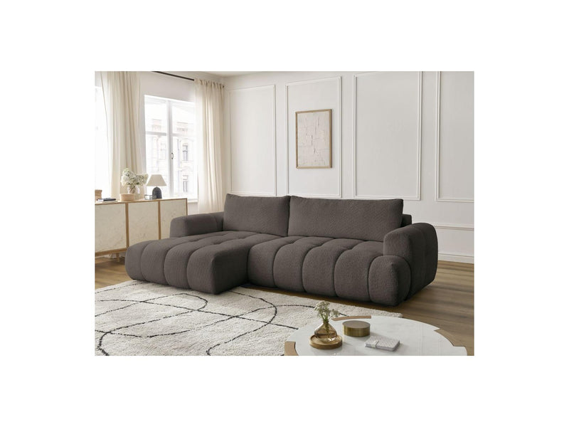 Canapé D'Angle Convertible - Fuji - Tissu Bouclette - Angle Gauche