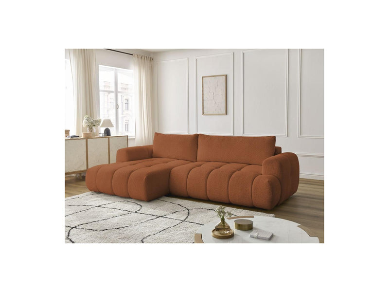 Canapé D'Angle Convertible - Fuji - Tissu Bouclette - Angle Gauche